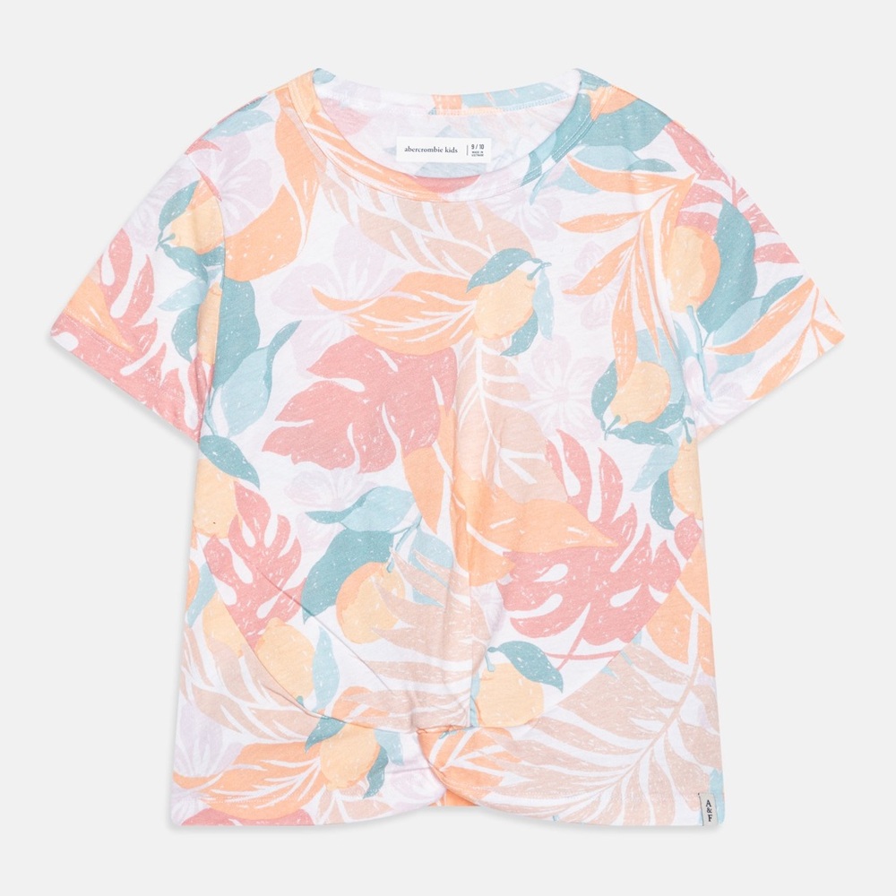 Abercrombie Kids Short Sleeve Twist Front Tee Girl's T Shirt Tropical Floral